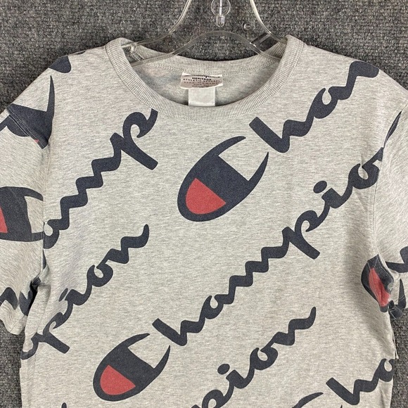 Vintage Champion Shirt Men's Medium‎ Heritage Gray All Over Print Casual Adults - Picture 2 of 8